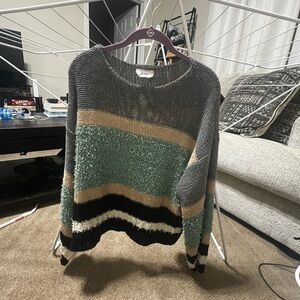 Luxe Gray, Green, Tan, and Black Sweater
